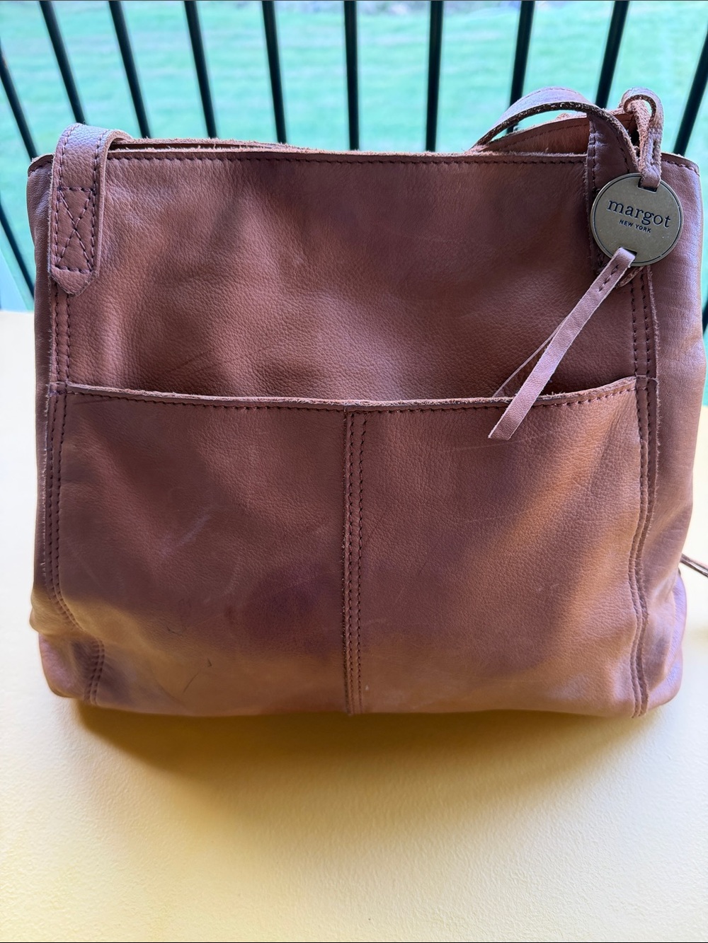 margot Leather Shoulder Bag in Warm Brown
